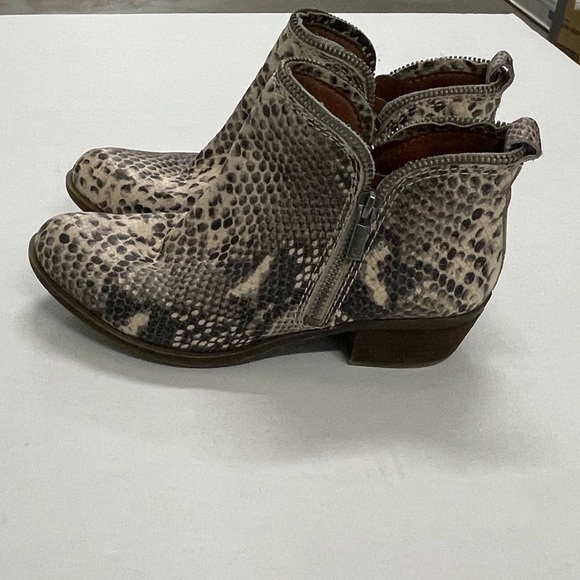 Lucky Brand Bartalino Snake Print Leather Booties - Size 7 - Picture 3 of 9